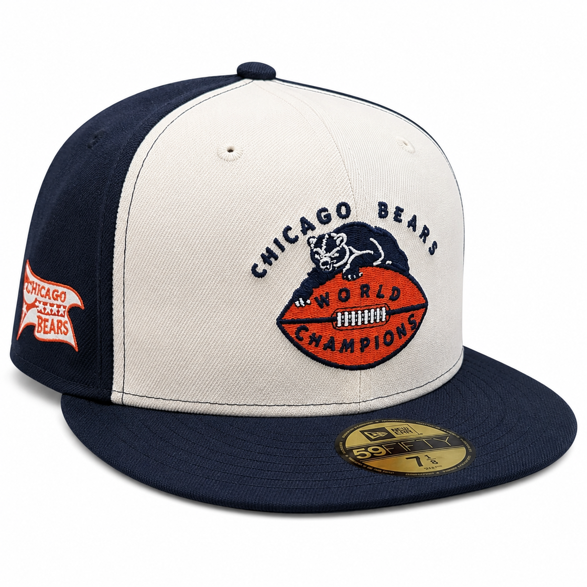 Chicago Bears New Era Stone/Navy Traditions 1946 World Champions 59FIFTY Fitted Hat product image 1, provided for visual