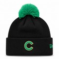 Chicago Cubs New Era Black St. Patrick's Day Cuffed Knit Hat with Pom product image 1, provided for visual reference and