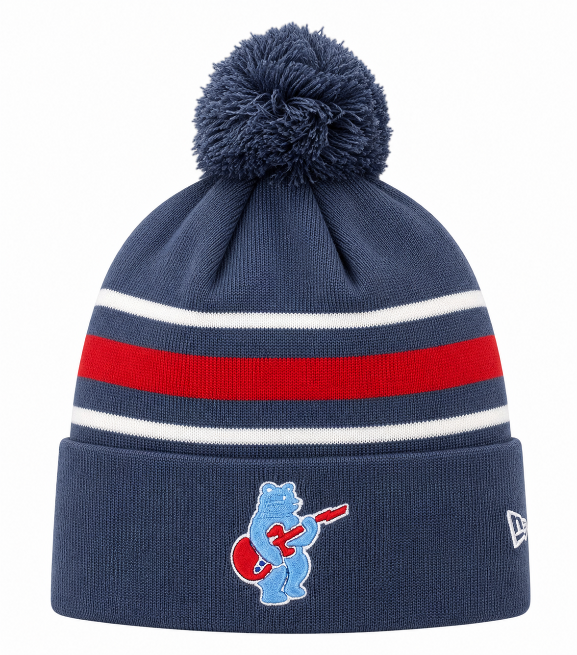 Chicago Cubs New Era Navy 2nd Alternate Guitar Bear Cuffed Knit Hat with Pom product image 1, provided for visual reference