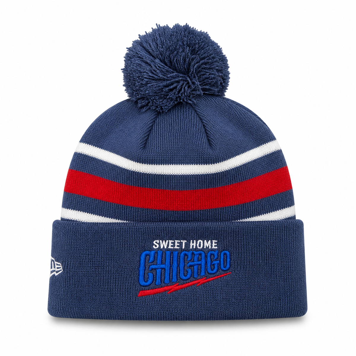 Chicago Cubs New Era Navy 2nd Alternate Guitar Bear Cuffed Knit Hat with Pom product image 2, provided for visual reference