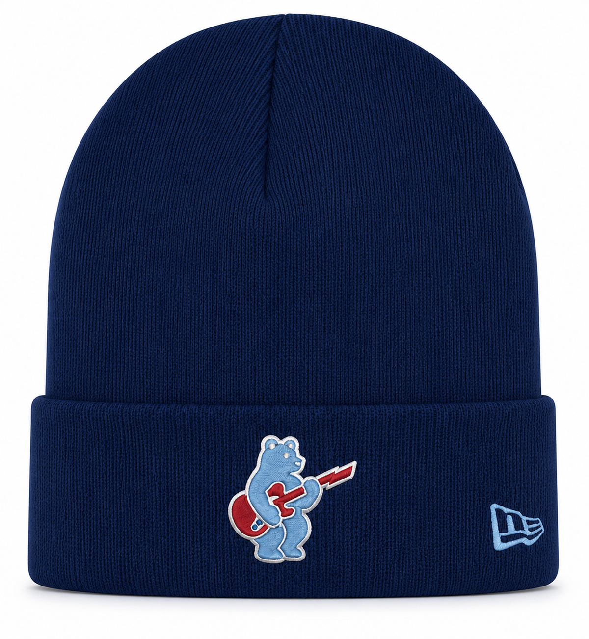 Chicago Cubs New Era Navy Guitar Bear Cuffed Knit Hat product image 1, provided for visual reference and product detail