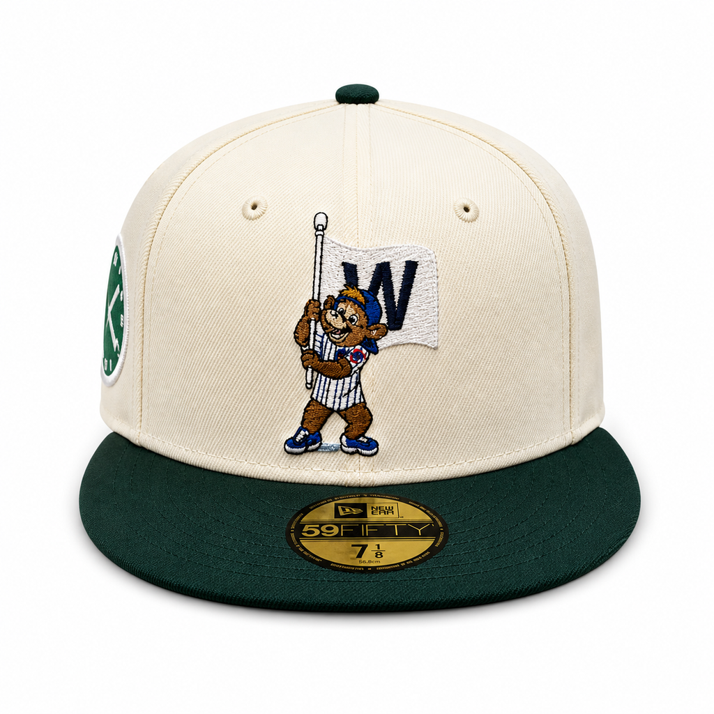 Chicago Cubs New Era Clark the Bear W Flag Chrome/Forest Green 59FIFTY Fitted Hat product image 2, provided for visual