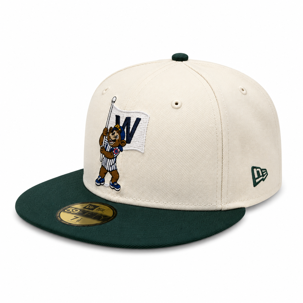 Chicago Cubs New Era Clark the Bear W Flag Chrome/Forest Green 59FIFTY Fitted Hat product image 3, provided for visual
