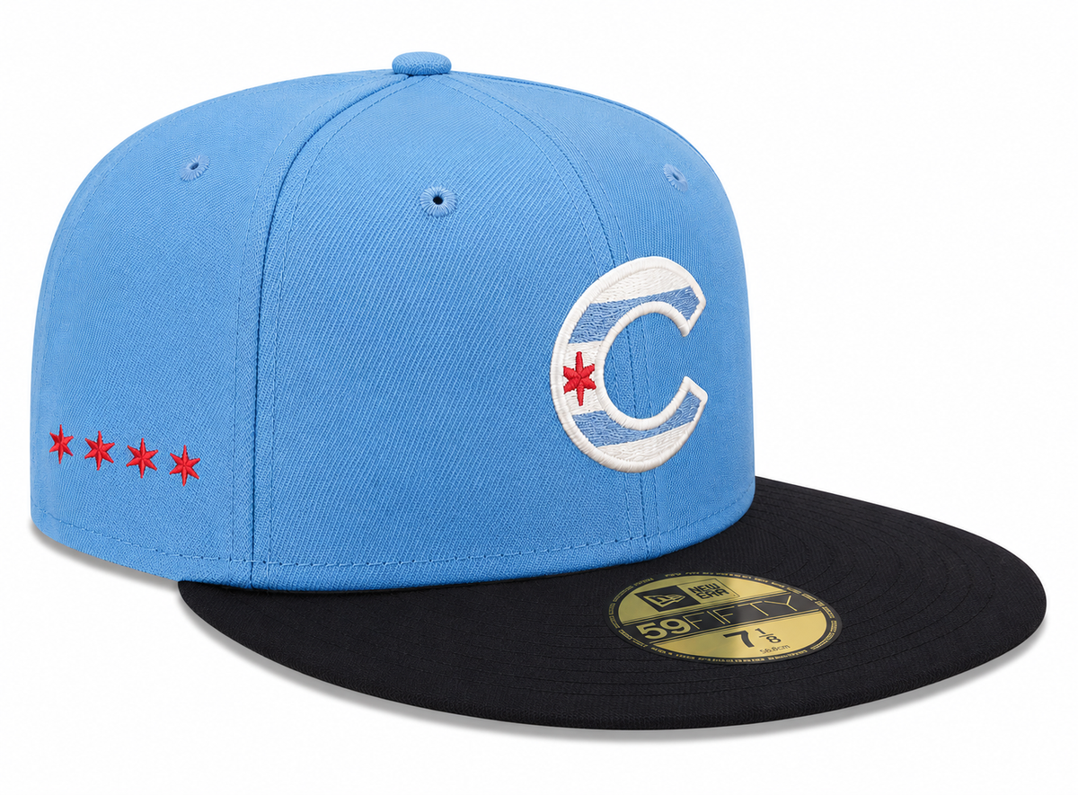 Chicago Cubs New Era Blue/Black Clobberin' Time 59FIFTY Fitted Hat product image 1, provided for visual reference and