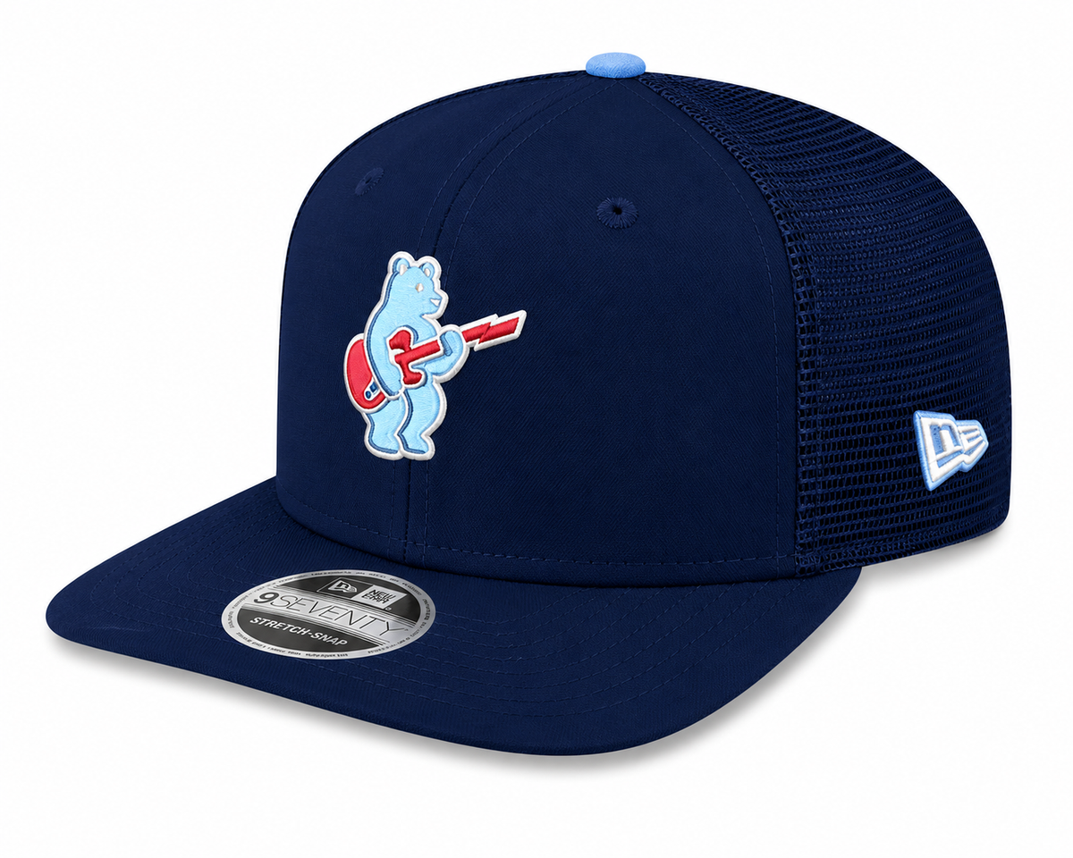 Chicago Cubs New Era Sky Guitar Bear Navy Alternate 2 9SEVENTY Trucker Hat product image 1, provided for visual reference