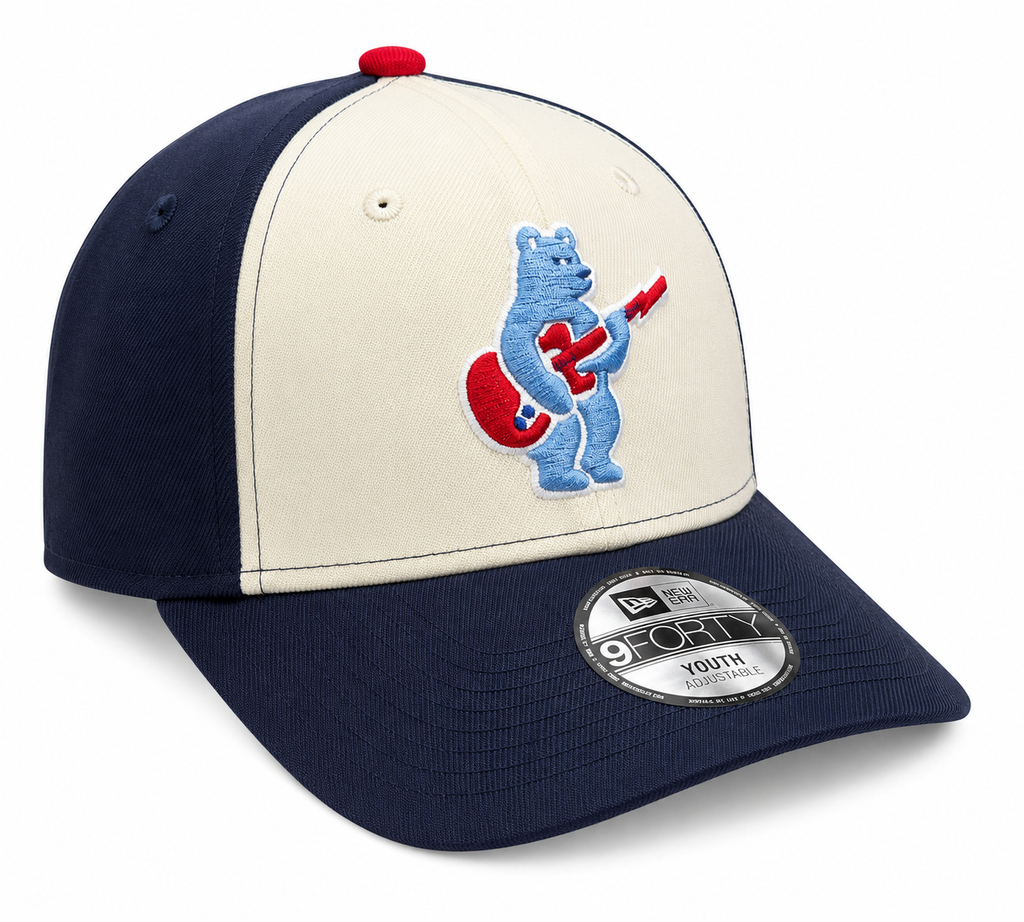Youth Chicago Cubs Alternate 2 Guitar Bear 9FORTY Adjustable Chrome/Navy Blue Cap By New Era product image 3, provided for