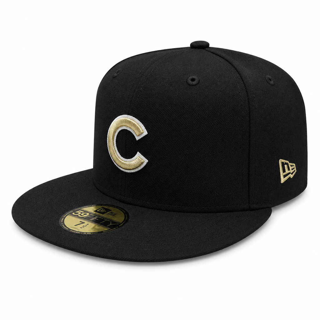 Chicago Cubs New Era Day Black/Gold 59FIFTY Fitted Hat product image 3, provided for visual reference and product detail