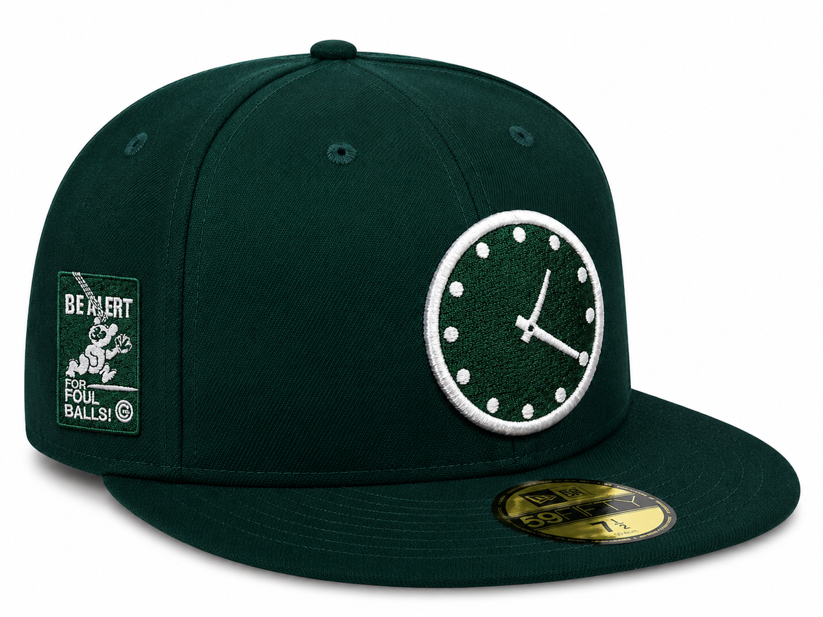 Chicago Cubs New Era 1:20 Clock Forest Green 59FIFTY Fitted Hat product image 1, provided for visual reference and product