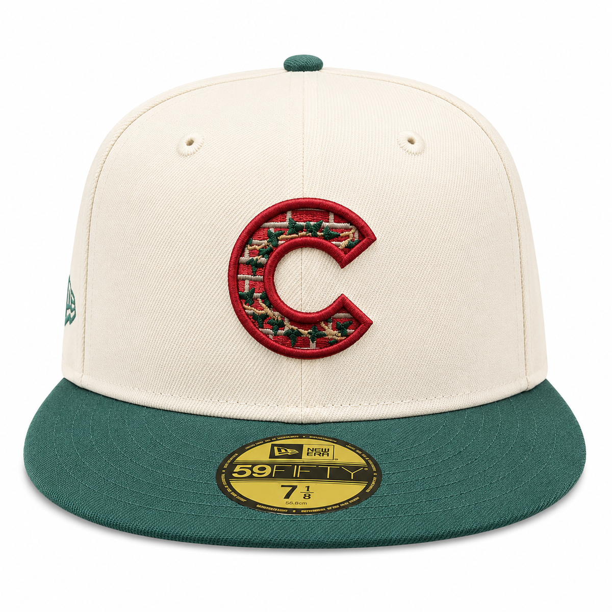 Chicago Cubs New Era Bricks And Ivy Chrome/Forest Green 59FIFTY Fitted Hat product image 2, provided for visual reference