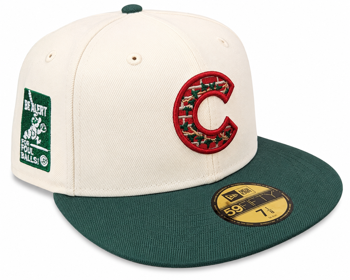 Chicago Cubs New Era Bricks And Ivy Chrome/Forest Green 59FIFTY Fitted Hat product image 1, provided for visual reference