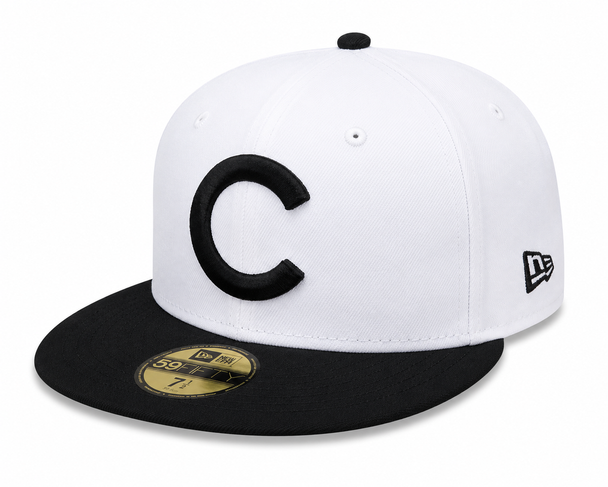 Chicago Cubs Cooperstown Collection 1908 Home New Era Classics White/Black 59FIFTY Fitted Hat product image 1, provided for