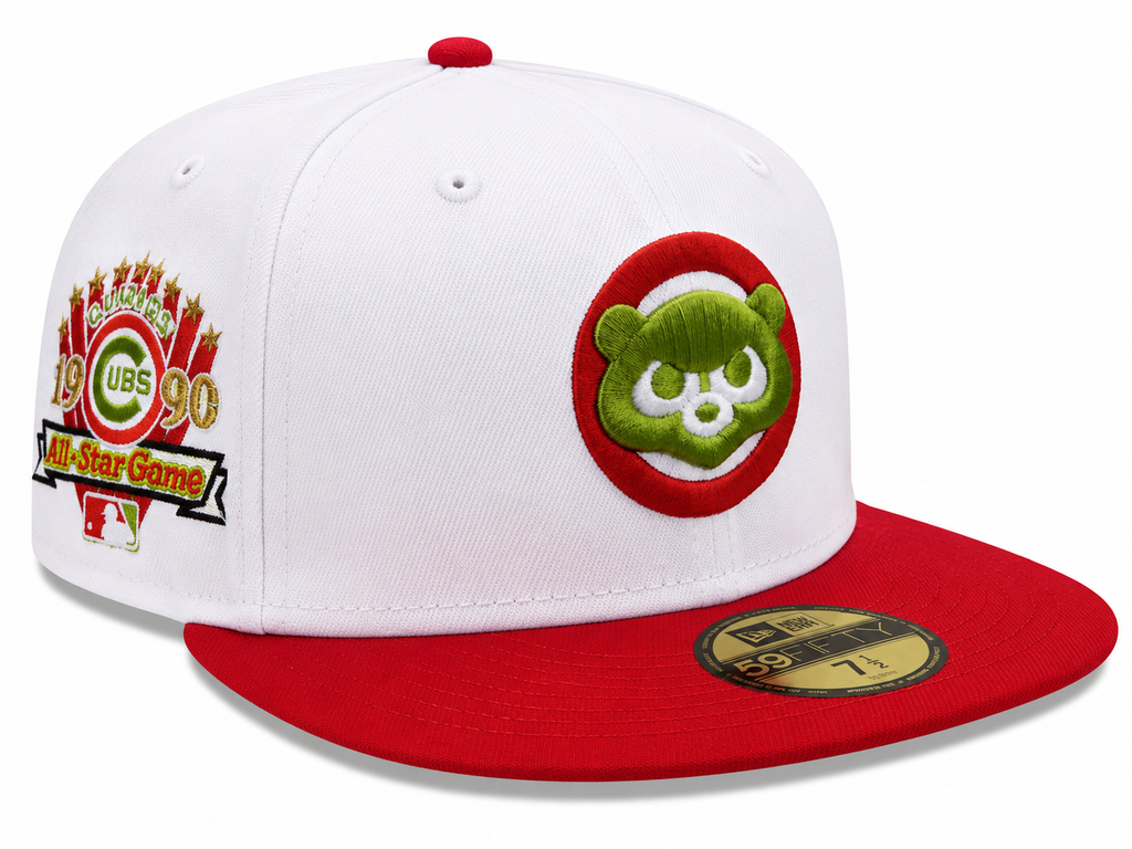 Chicago Cubs New Era 1990 All Star Game Pizza Pack White/Scarlet/Lime 59FIFTY Fitted Hat product image 1, provided for