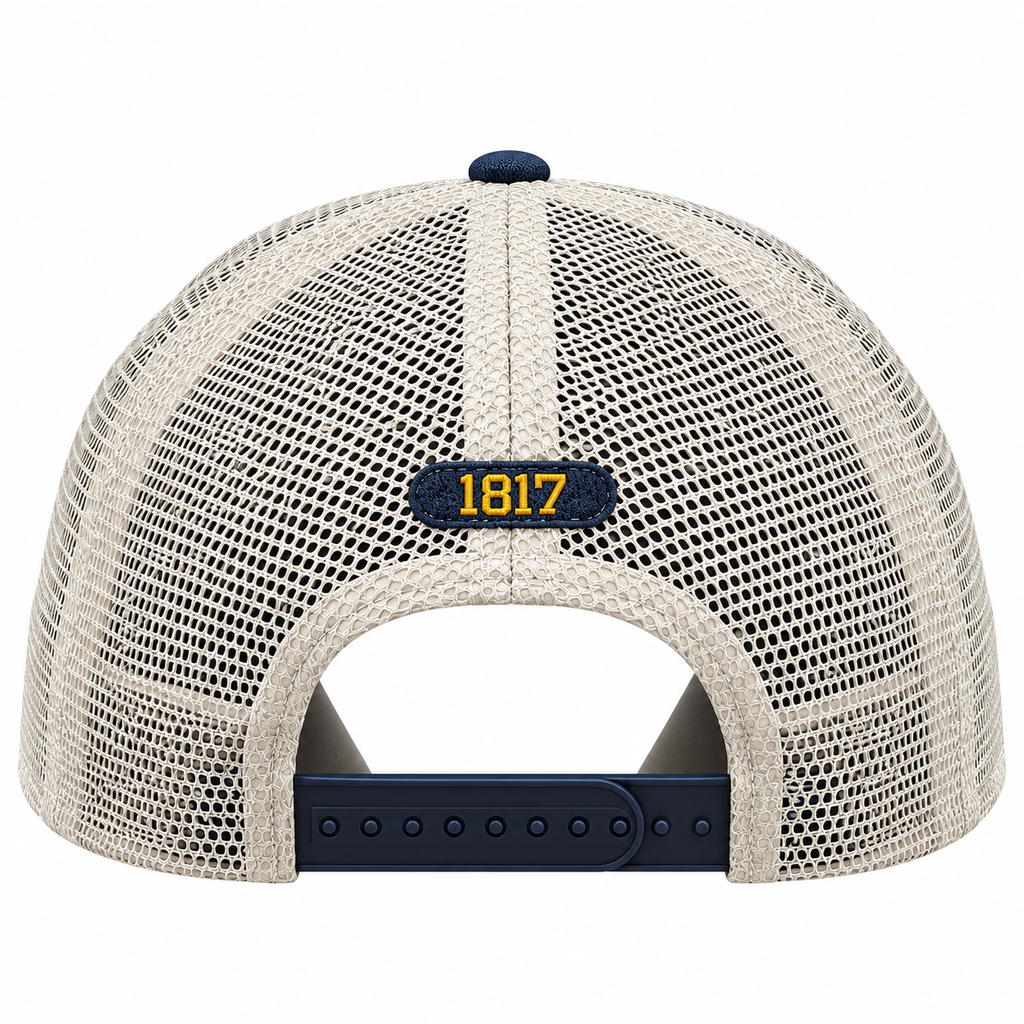 Michigan Wolverines Nike Navy Rise Trucker Crest Adjustable Hat product image 3, provided for visual reference and product