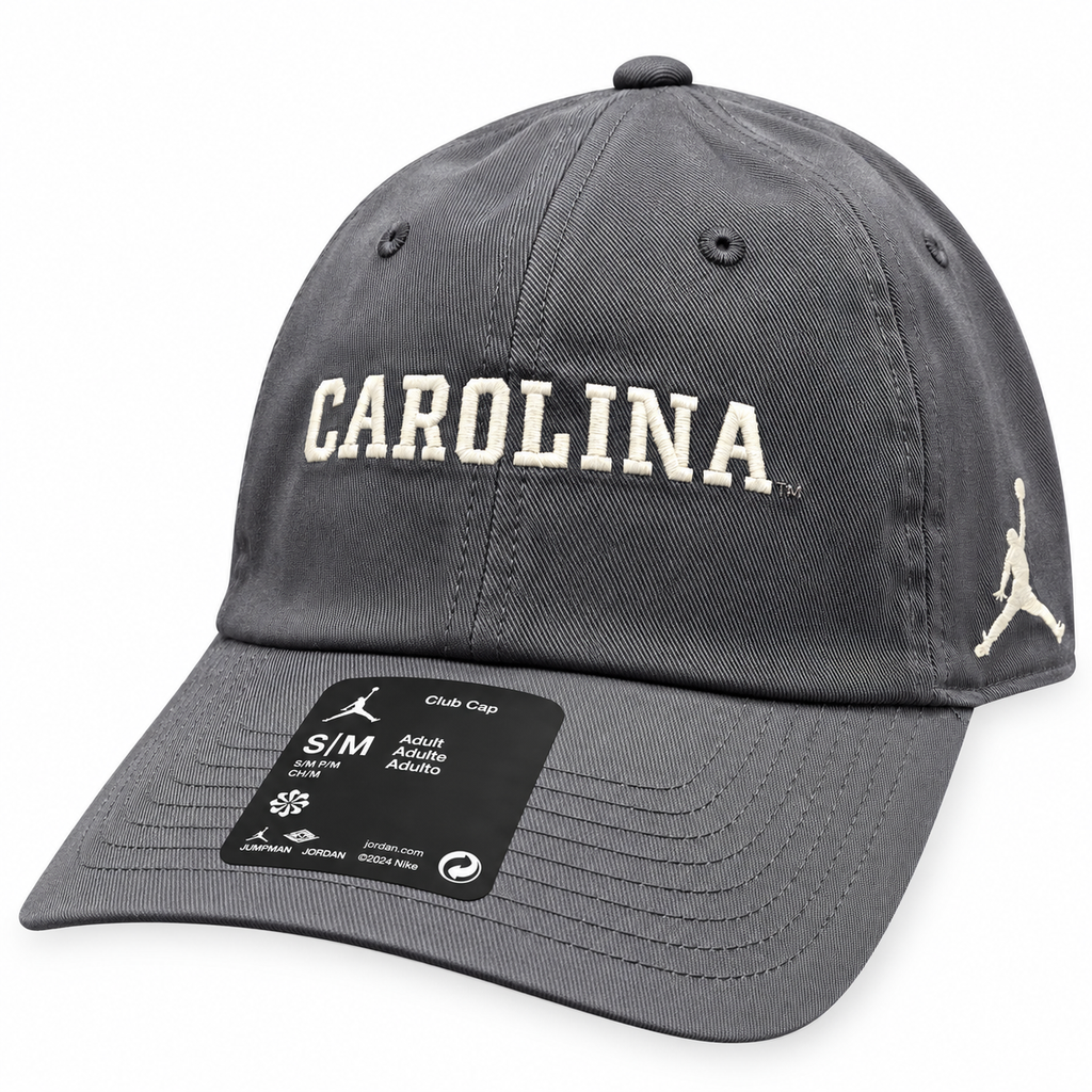 North Carolina Tar Heels Nike Club Anthracite Unstructured Adjustable Hat product image 1, provided for visual reference and