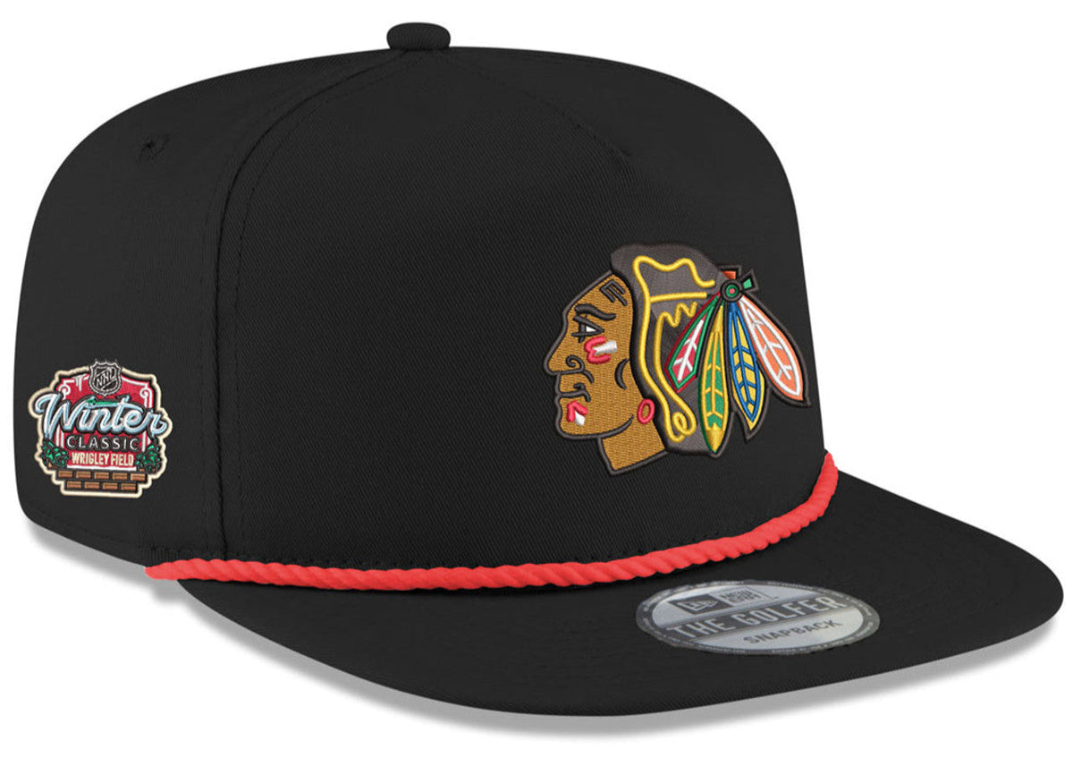 Chicago Blackhawks New Era Black 2025 Winter Classic Golfer Adjustable Hat for Men product image 1, provided for visual