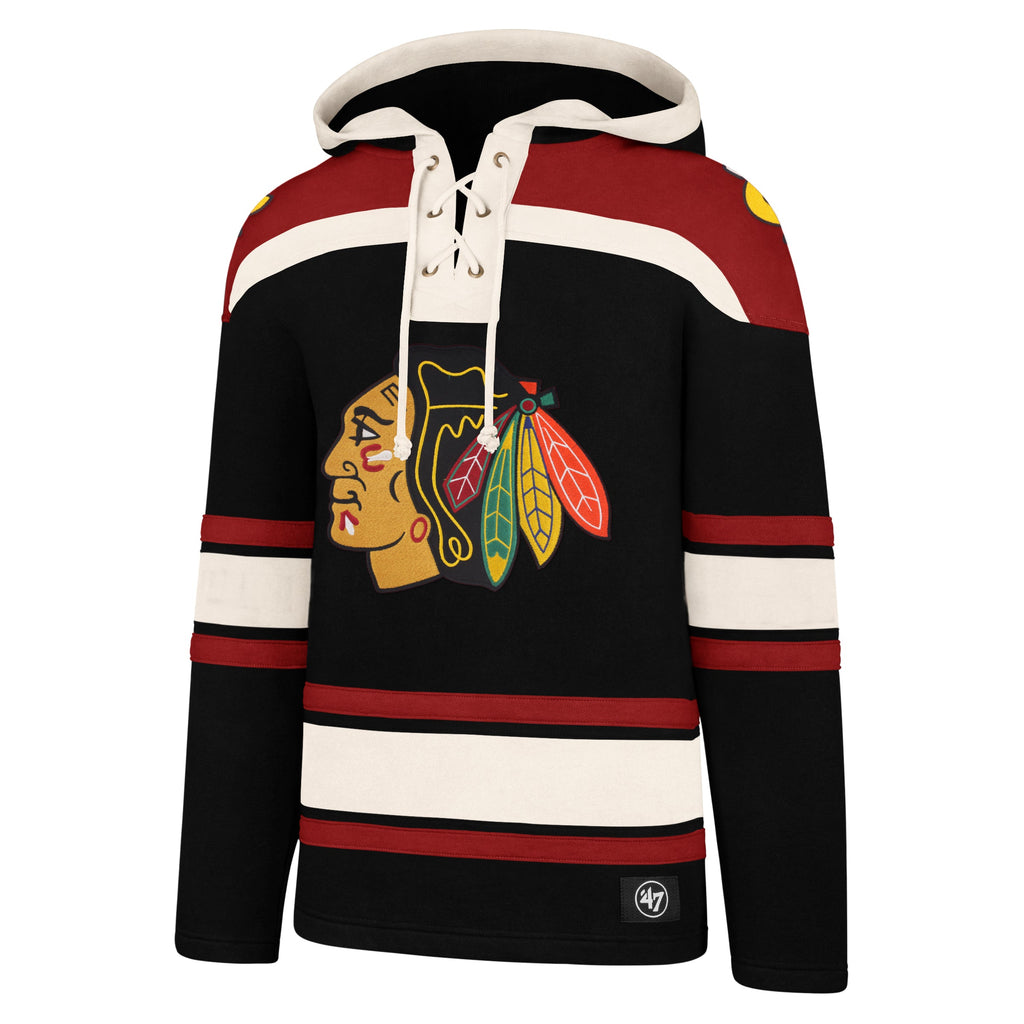 Chicago Blackhawks 47 Brand Superior Lacer Hoodie Black product image 1