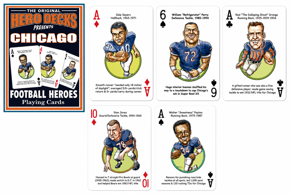 Chicago Bears NFL Hero Decks Playing Cards Poker Sized 52 Card Deck product image 2, provided for visual reference and