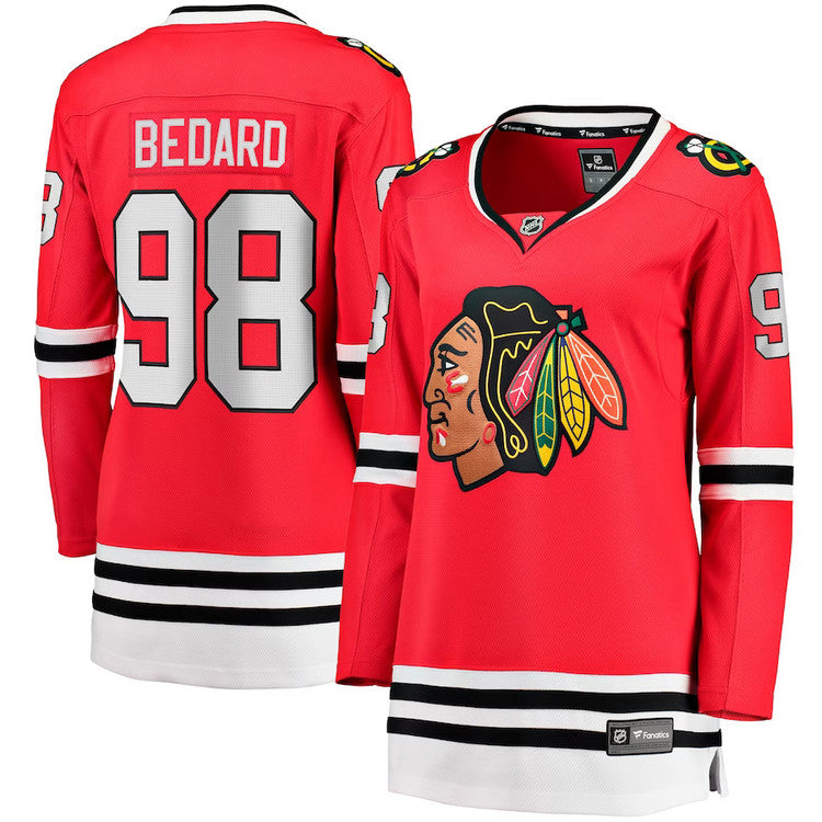 Connor Bedard Chicago Blackhawks Fanatics Branded Red Breakaway Home Jersey for Women product image 1, provided for visual