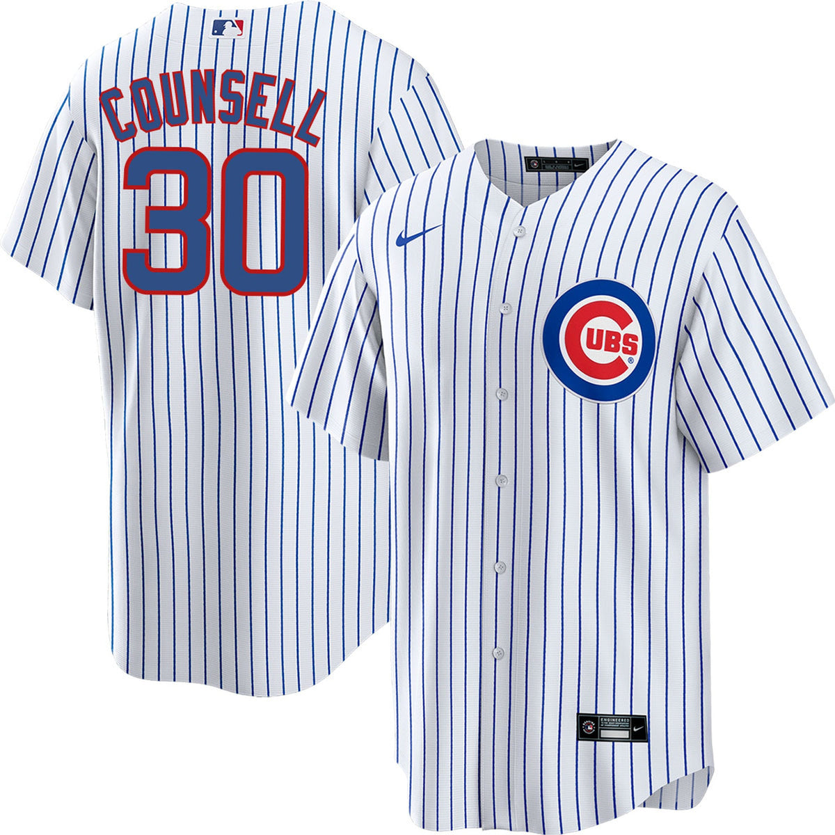 NIKE Men Craig Counsell Chicago Cubs White Home Premium Replica Jersey product image 1, provided for visual reference and
