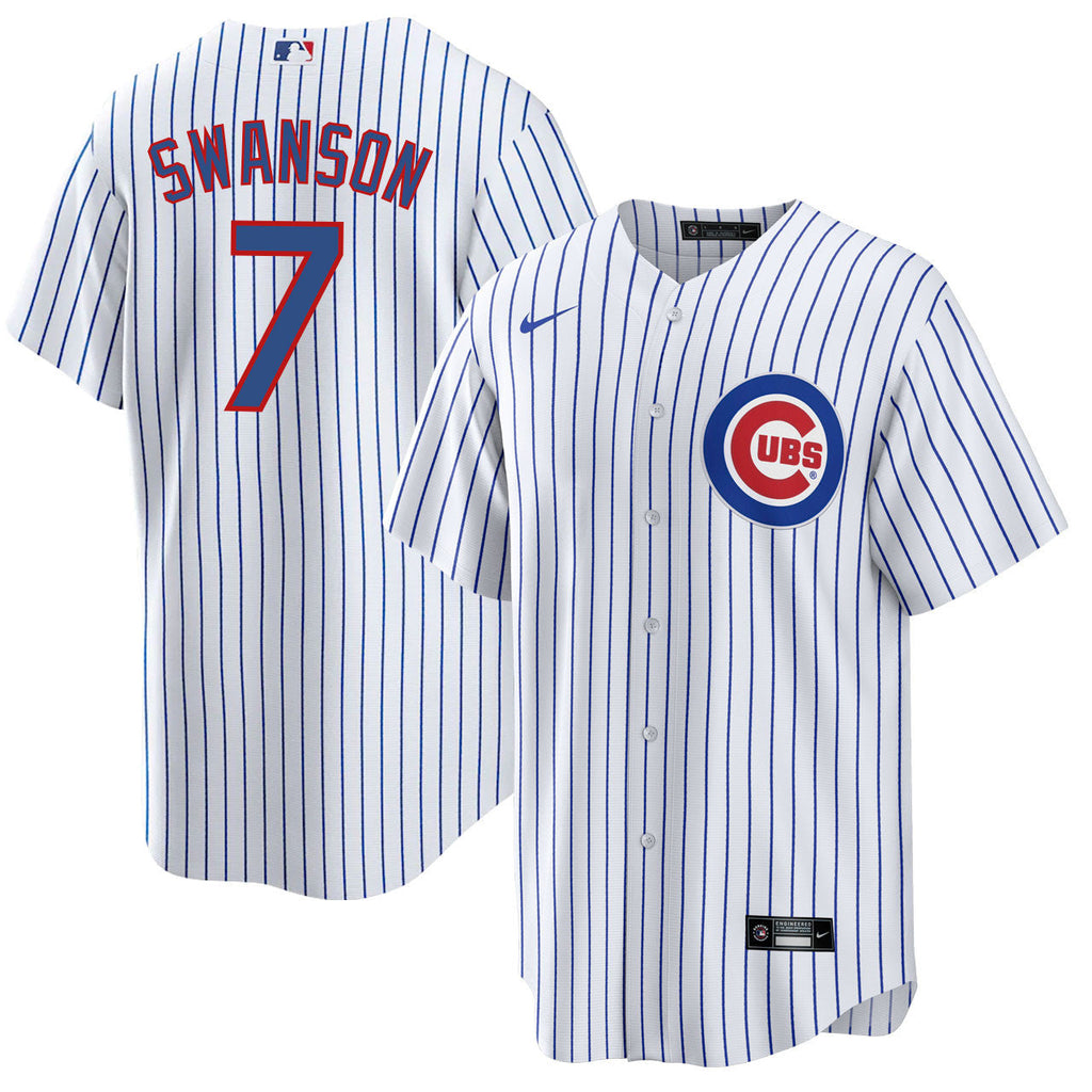 NIKE Youth Dansby Swanson Chicago Cubs White Home Premium Stitch Replica Jersey product image 1, provided for visual