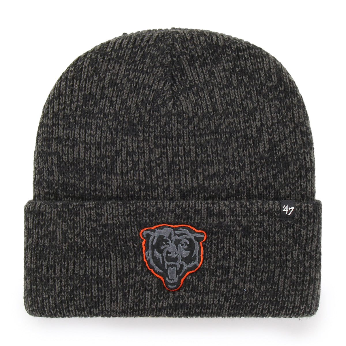 Chicago Bears 47 Brand Ace Charcoal Bearhead Cuffed Knit Hat product image 1, provided for visual reference and product