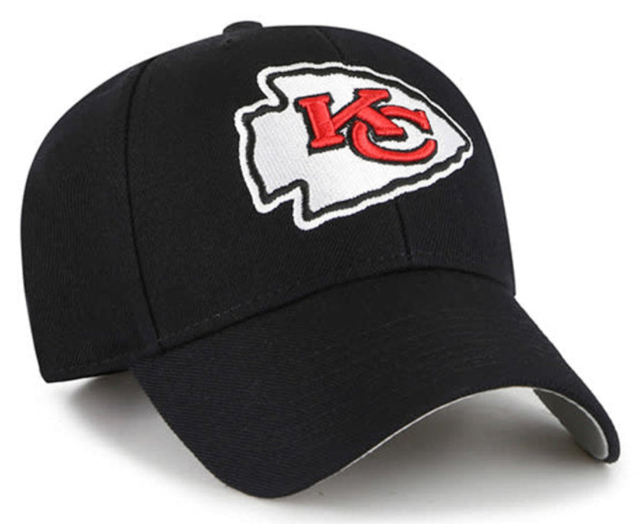 Kansas City Chiefs 47 Brand Black MVP Adjustable Hat product image 1, provided for visual reference and product detail review
