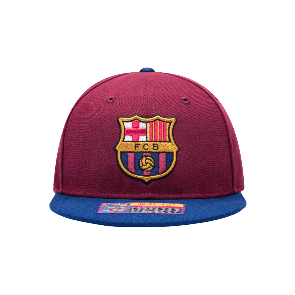 Barcelona FC Team 2 Tone Burgundy /Blue Snapback Hat product image 2, provided for visual reference and product detail review