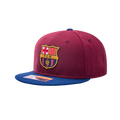 Barcelona FC Team 2 Tone Burgundy /Blue Snapback Hat product image 1, provided for visual reference and product detail review