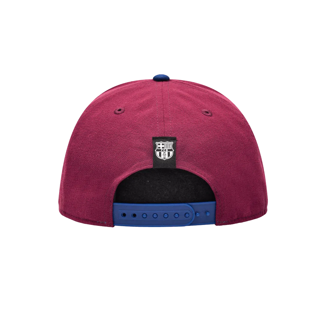 Barcelona FC Team 2 Tone Burgundy /Blue Snapback Hat product image 4, provided for visual reference and product detail review