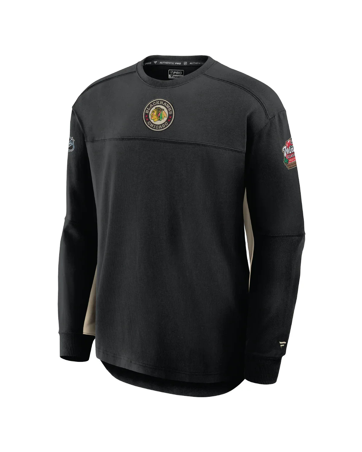 Chicago Blackhawks 2025 NHL Winter Classic Fanatics Authentic Pro Black Crew Neck Long Sleeve Shirt for Men product image 1,