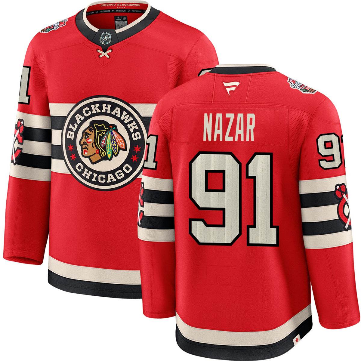 Chicago Blackhawks Frank Nazar Fanatics Red 2025 NHL Winter Classic Premium Player Jersey for Men product image 1, provided