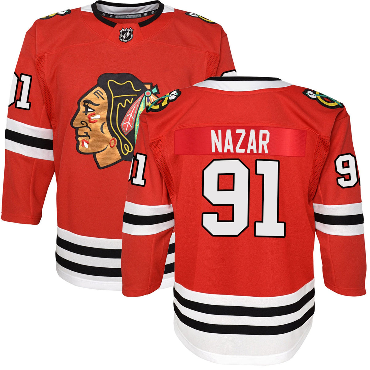 Youth Frank Nazar Chicago Blackhawks Red Home NHL Premier Premium Jersey product image 1, provided for visual reference and
