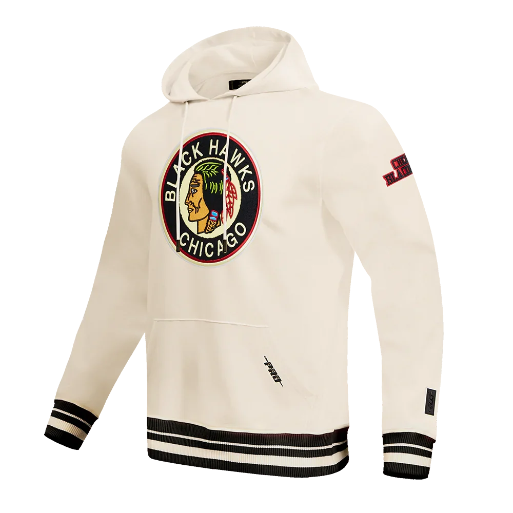 Chicago Blackhawks Pro Standard Retro Classic Eggshell Hoodie for Men product image 1, provided for visual reference and
