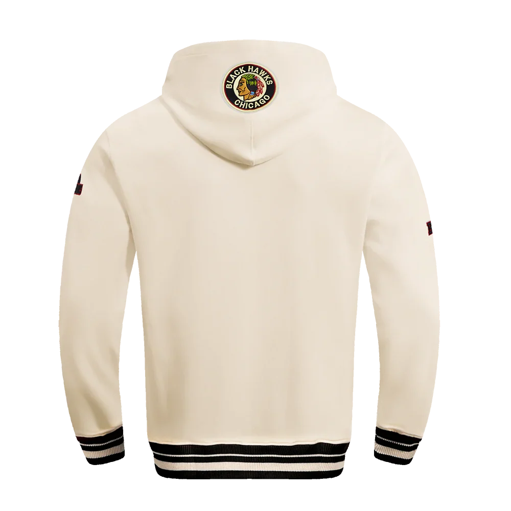 Chicago Blackhawks Pro Standard Retro Classic Eggshell Hoodie for Men product image 3, provided for visual reference and