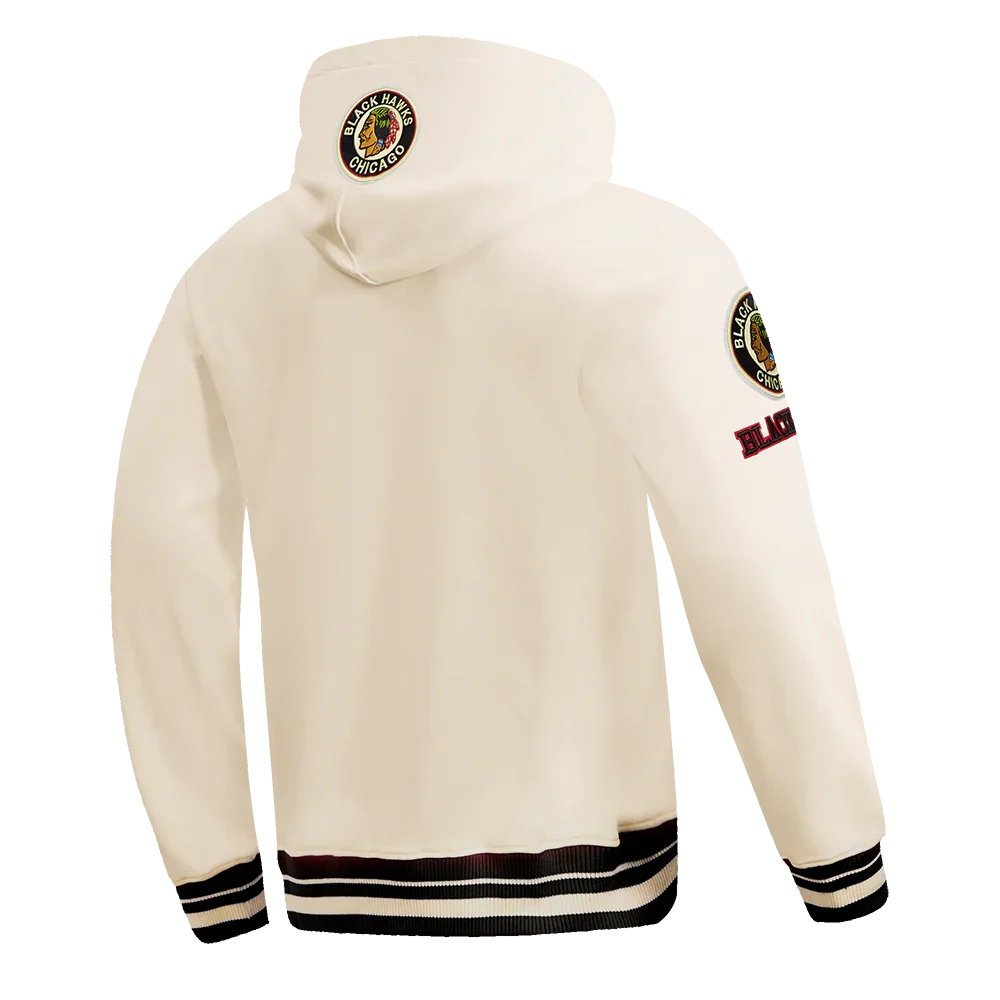 Chicago Blackhawks Pro Standard Retro Classic Eggshell Hoodie for Men product image 4, provided for visual reference and
