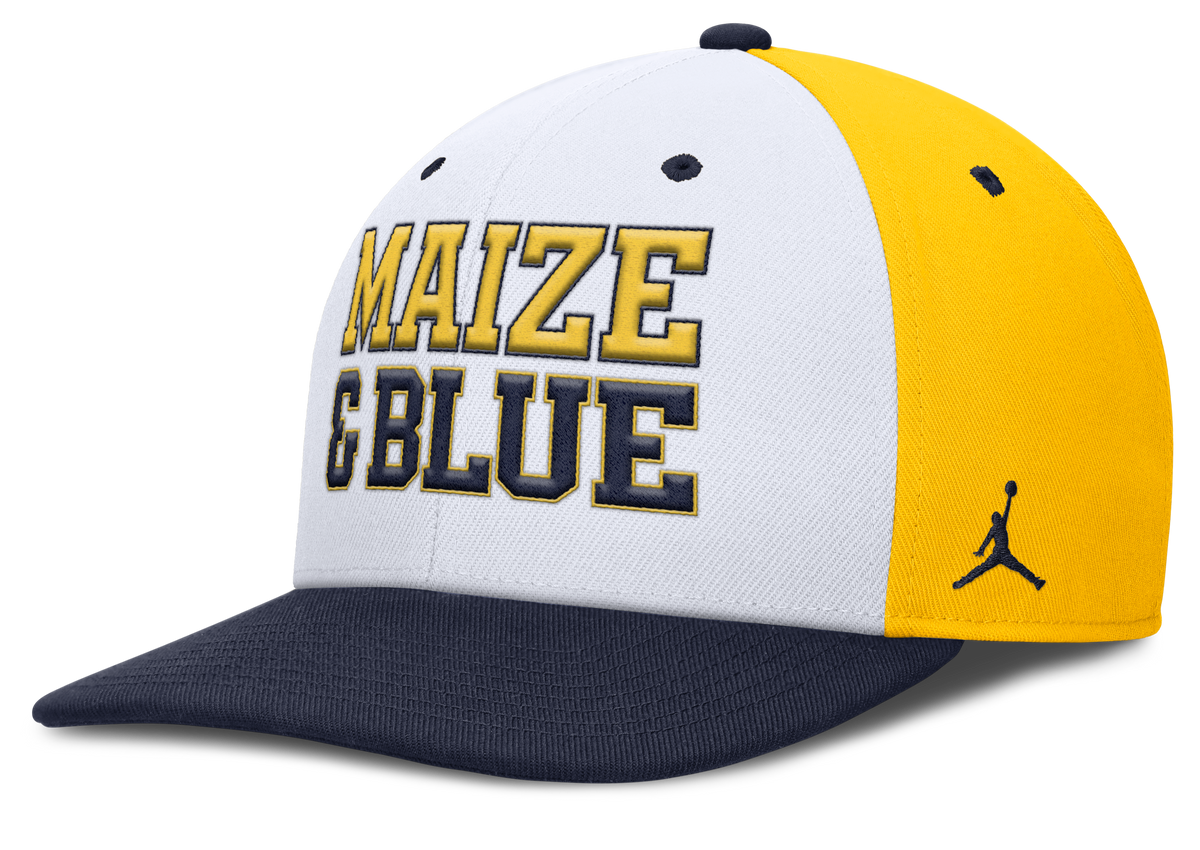 Michigan Wolverines Nike Pro Local Navy Jumpman Adjustable Snapback Hat product image 1, provided for visual reference and
