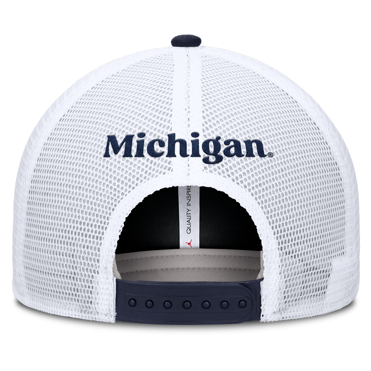 Michigan Wolverines Jordan Brand Rise Navy Adjustable Snapback Trucker Hat product image 4, provided for visual reference