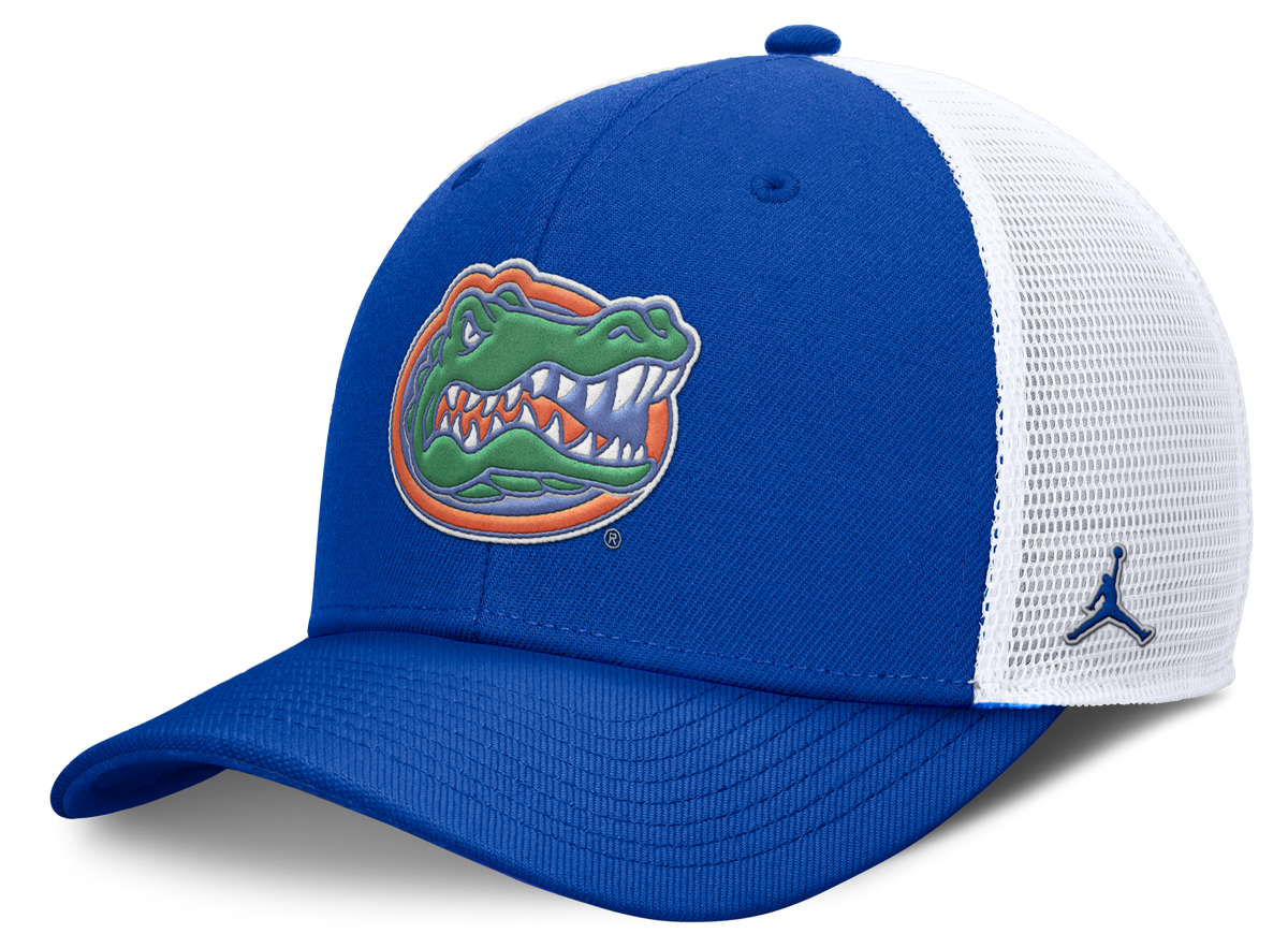 Florida Gators Jumpman Club Blue Adjustable Snapback Trucker Hat product image 1, provided for visual reference and product