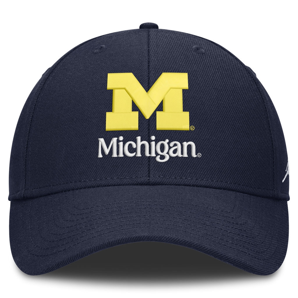 Michigan Wolverines Jordan Brand Primetime Rise Adjustable Hat - Navy product image 2, provided for visual reference and