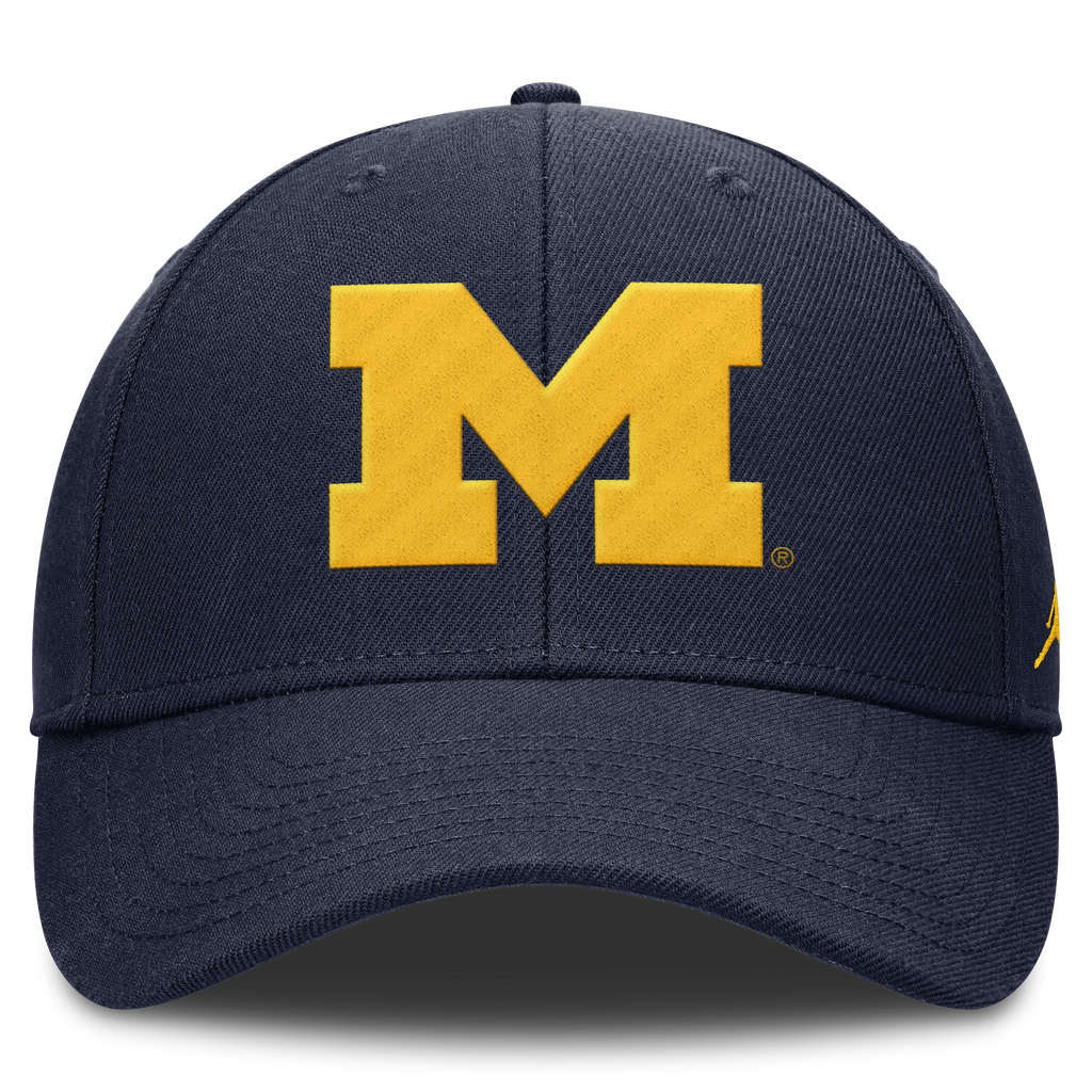 Michigan Wolverines Jumpman Navy Club Adjustable Hat product image 2, provided for visual reference and product detail review