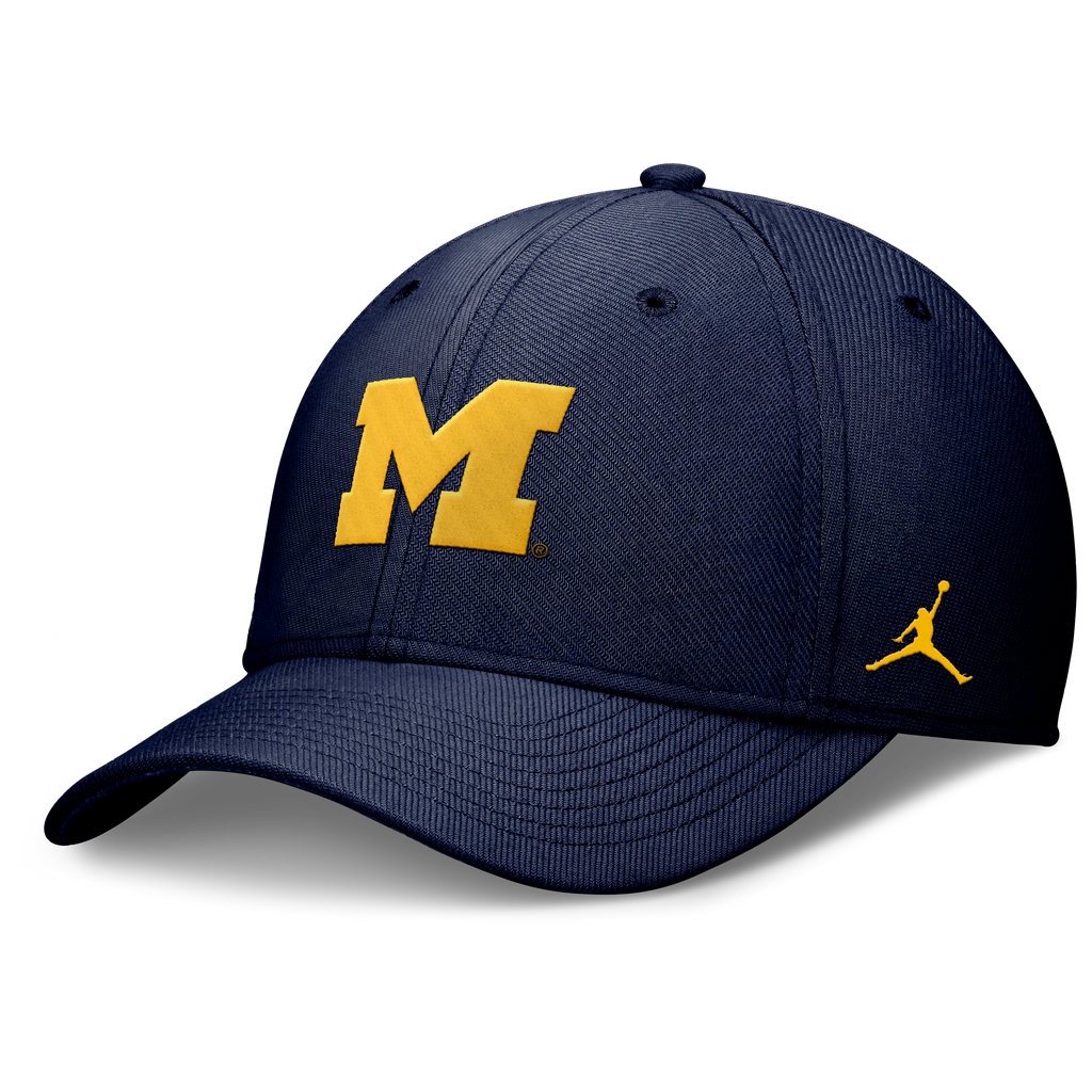 Michigan Wolverines Jordan Brand Rise Primetime Flex Hat-Navy product image 1, provided for visual reference and product