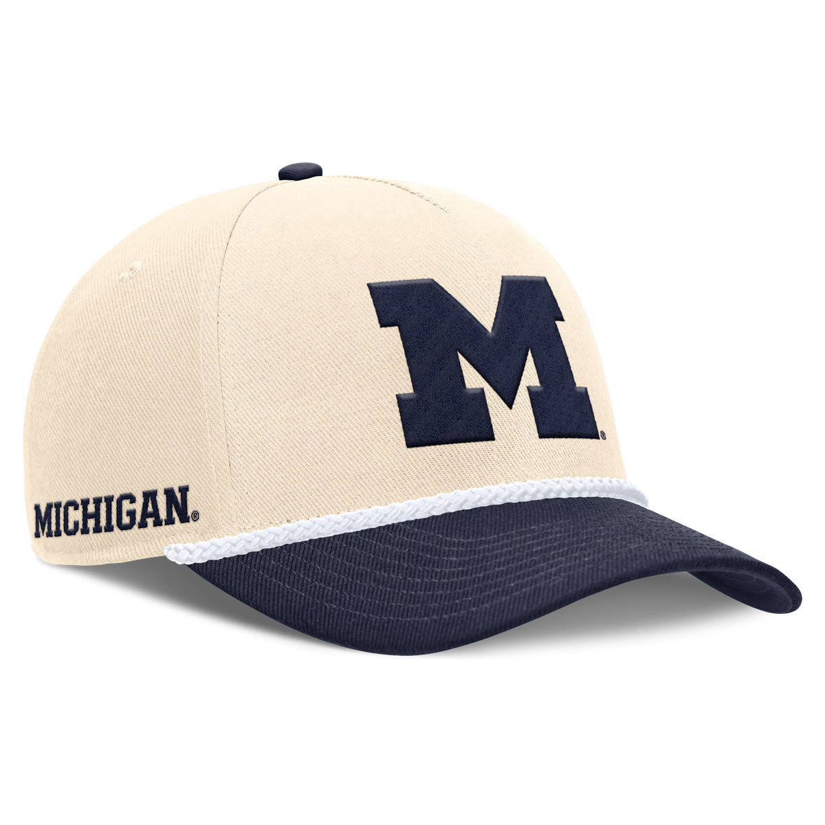 Michigan Wolverines Jordan Brand Unisex 2026 Primetime Natural 5-Panel Rope 2-Tone Rise Hat - Natural product image 3,