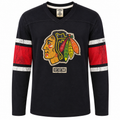 Youth Chicago Blackhawks CCM Black Patched Logo Long Sleeve T-Shirt product image 1, provided for visual reference and