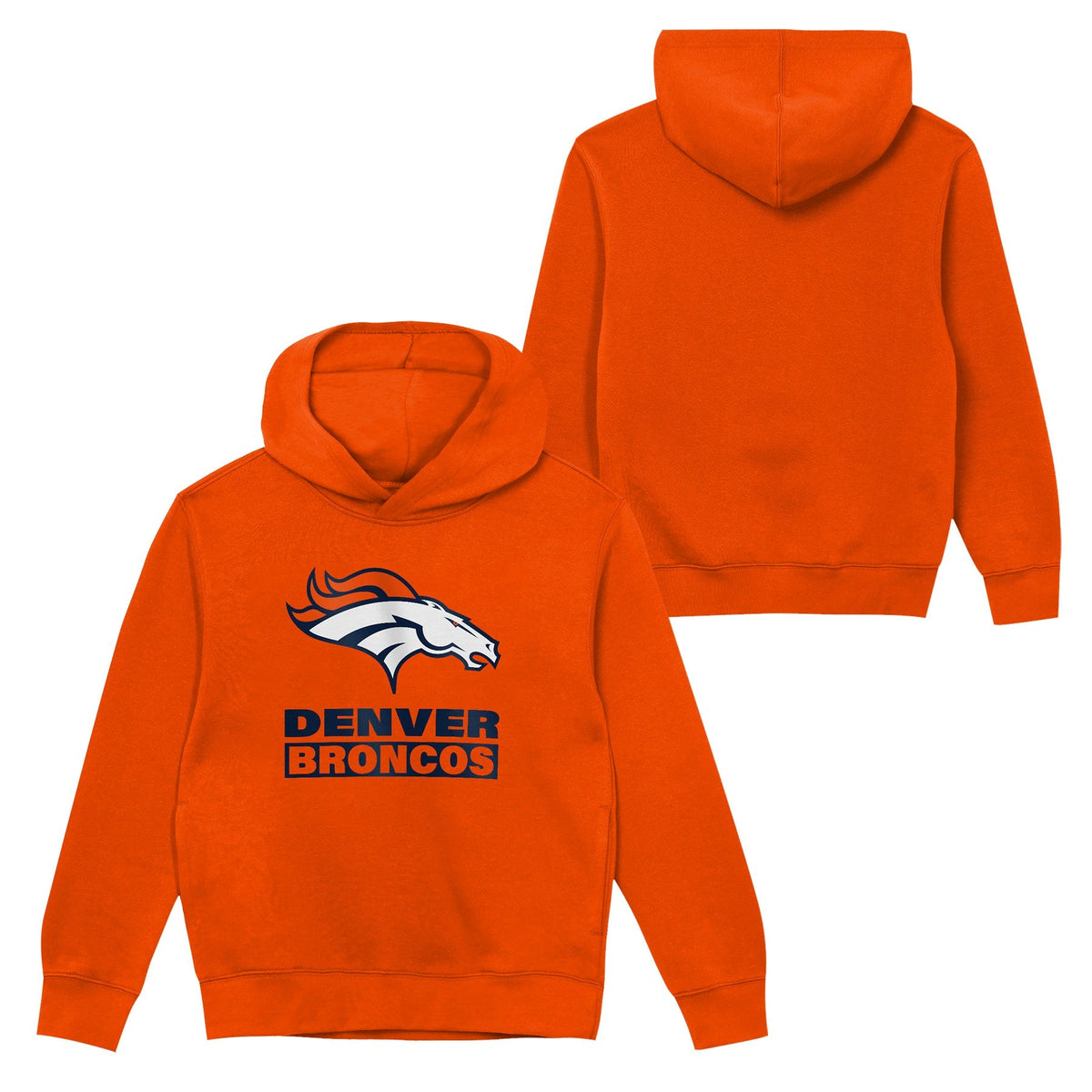 Denver Broncos Youth Back to Basics Orange Hoodie product image 1, provided for visual reference and product detail review