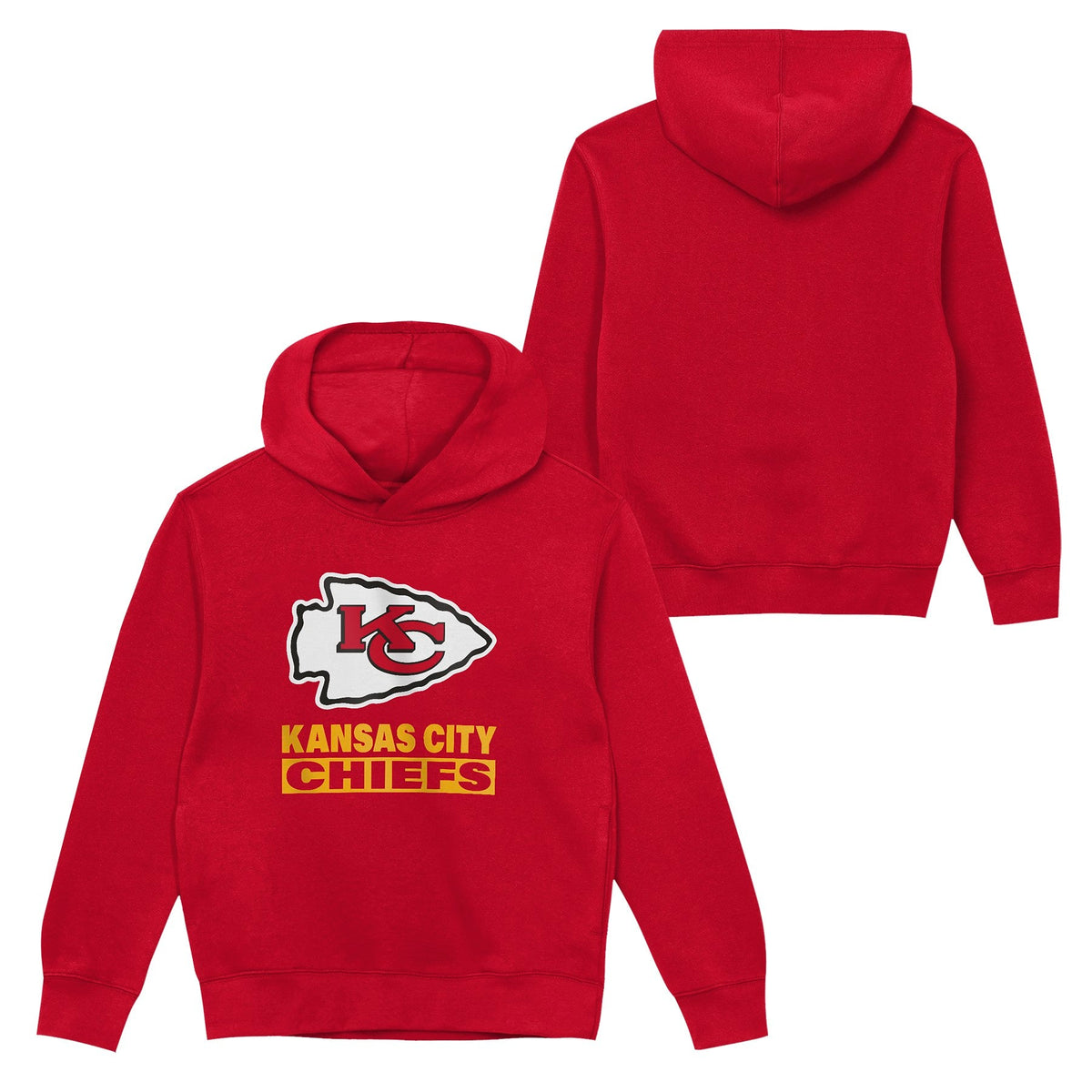 Kansas City Chiefs Youth Back to Basics Red Hoodie product image 1, provided for visual reference and product detail review