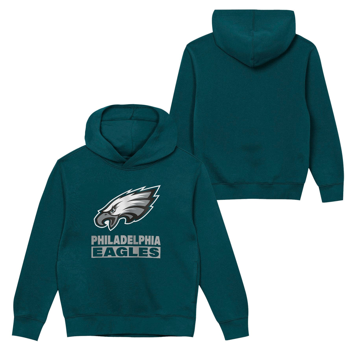 Philadelphia Eagles Youth Back to Basics Green Hoodie product image 1, provided for visual reference and product detail