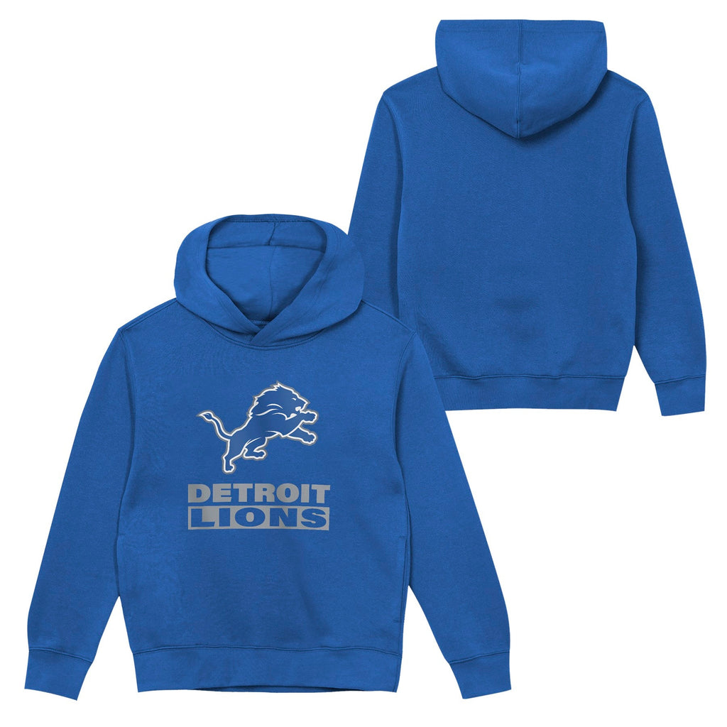 Detroit Lions Youth Back to Basics Blue Hoodie product image 1, provided for visual reference and product detail review
