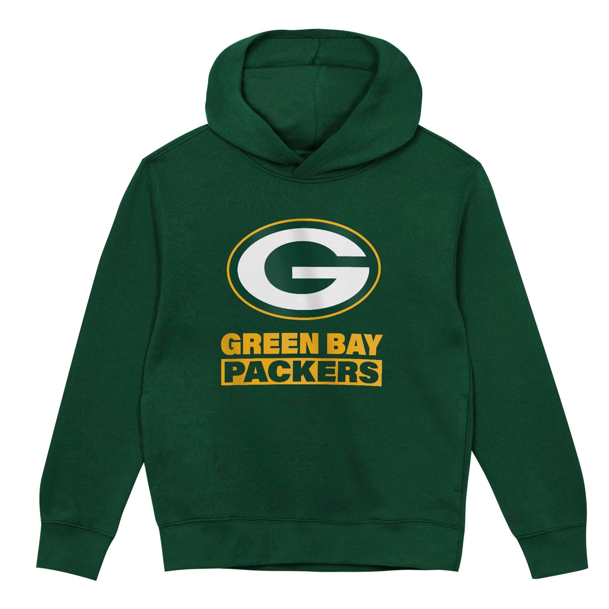 Green Bay Packers Youth Back to Basics Green Hoodie product image 2, provided for visual reference and product detail review