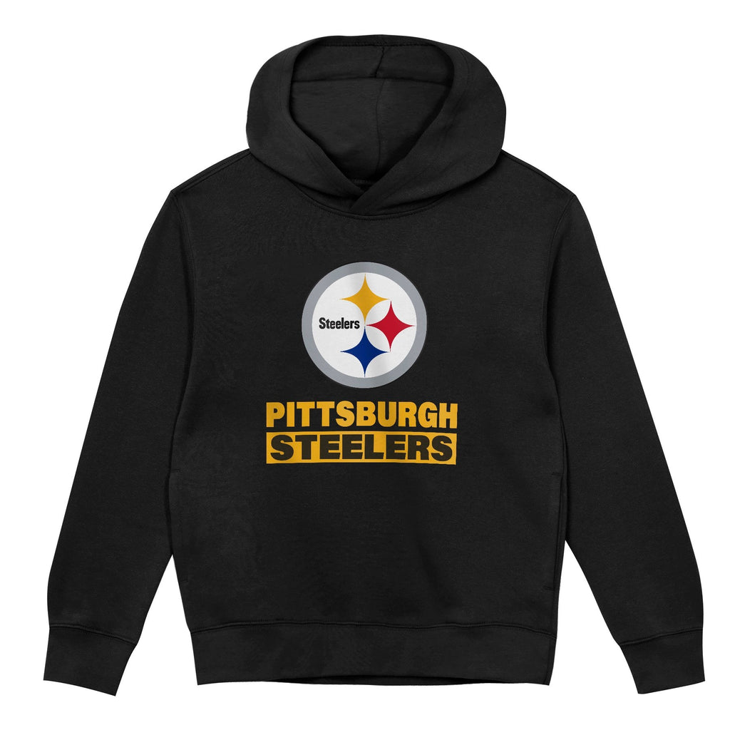 Pittsburgh Steelers Youth Back to Basics Black Hoodie product image 2, provided for visual reference and product detail