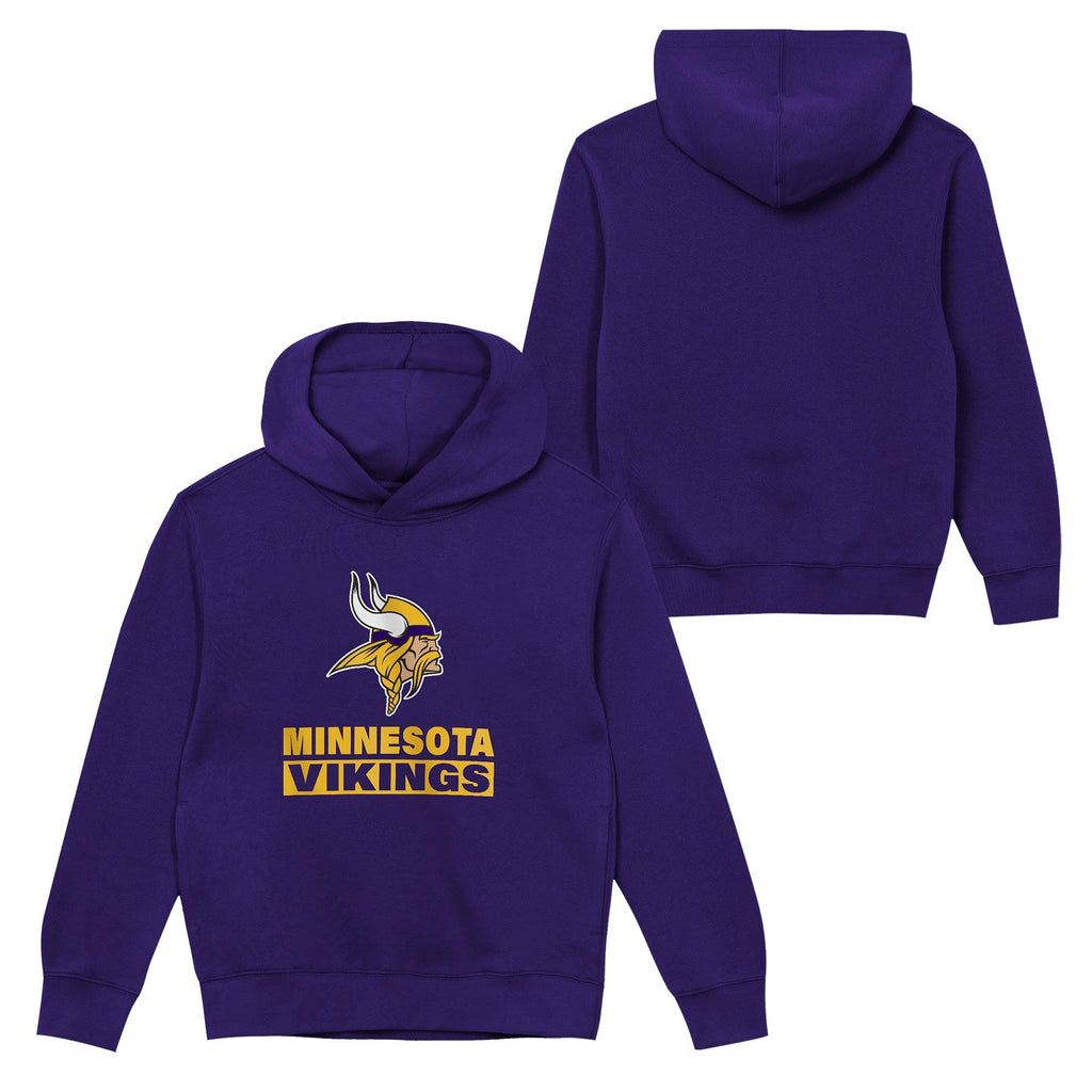 Minnesota Vikings Youth Back to Basics Purple Hoodie product image 1, provided for visual reference and product detail review